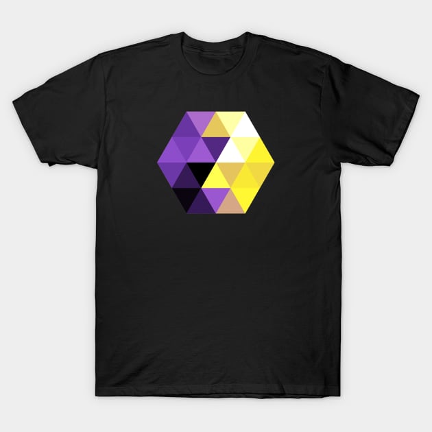 Nonbinary Pride Faceted Hexagon T-Shirt by VernenInk